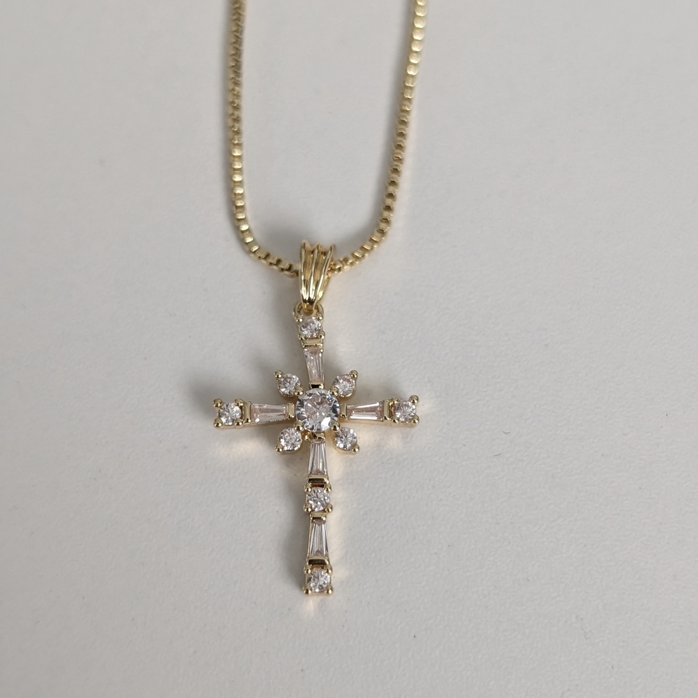 Elegant Gold Plated Cross Pendant Necklace
